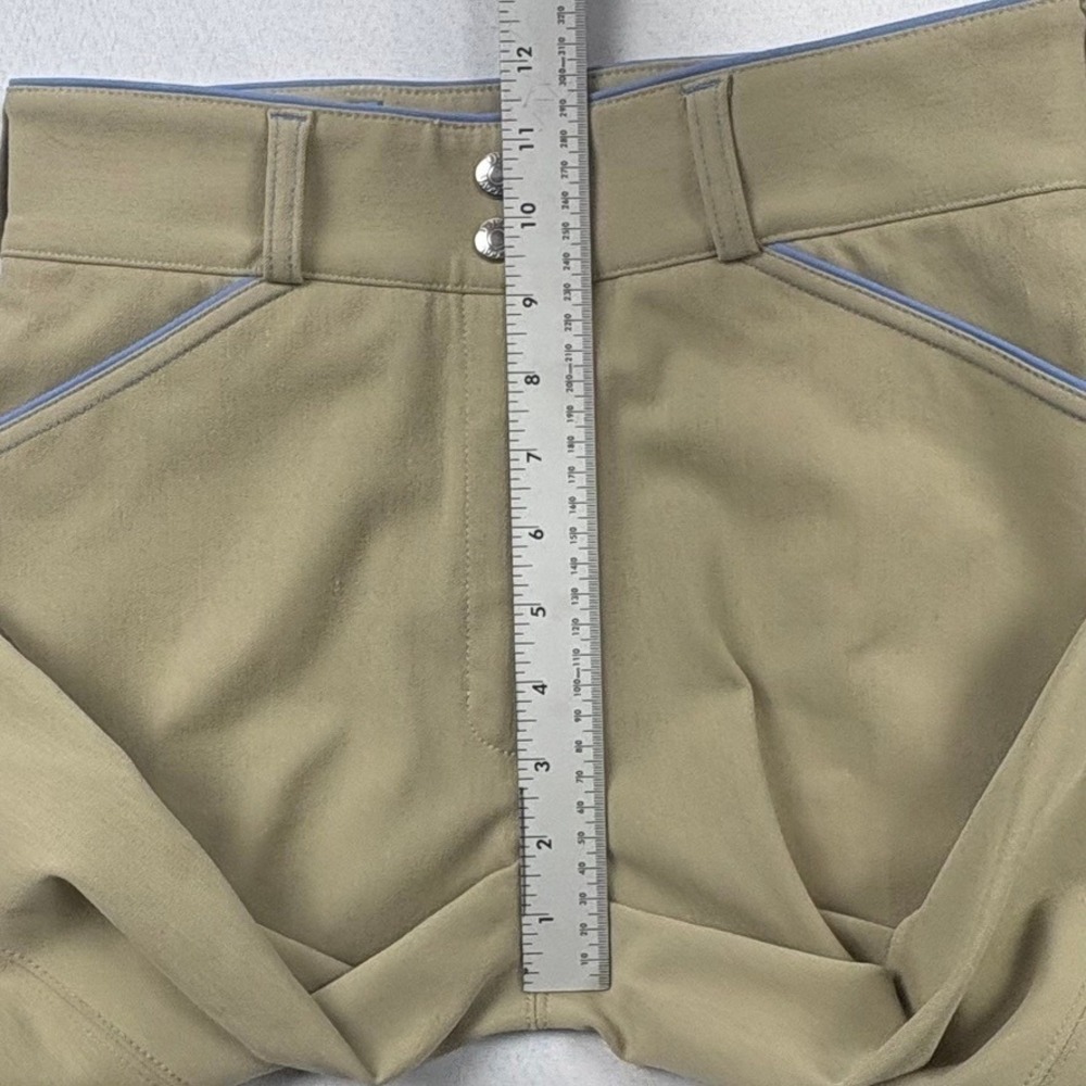 Dover Saddlery Riding Breeches Wellesley Tan Cornflower Knee Patch Size 16 - Picture 9 of 14